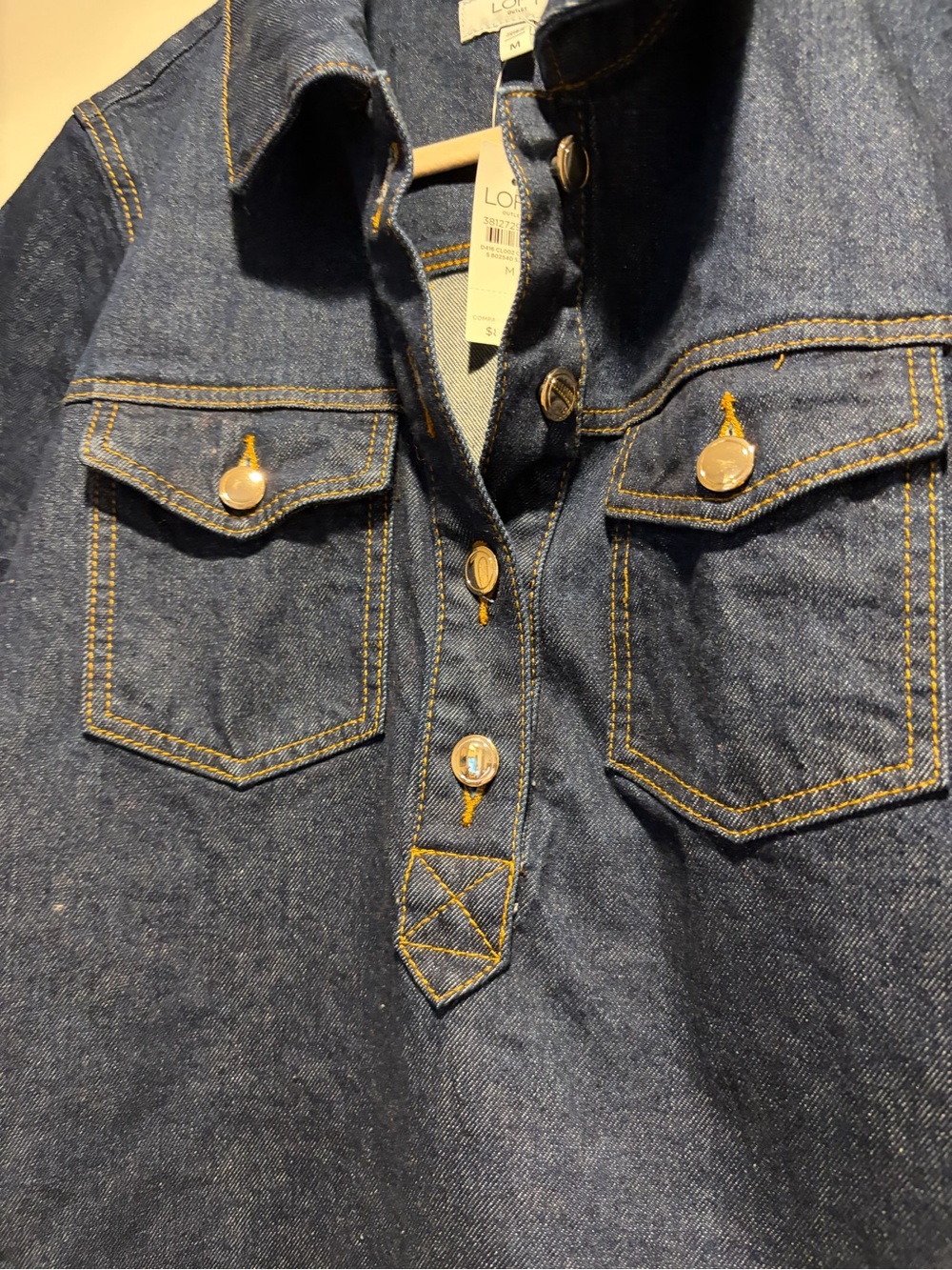 NWT LOFT Outlet Dark Wash Denim Polo Shirt Dress - Picture 3 of 7